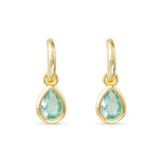 **Gold Crystal Aquamarine Teardrop Earrings - 52075