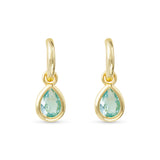 **Gold Crystal Aquamarine Teardrop Earrings - 52075