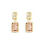 **Gold Crystal Light Amethyst Rectangle Earrings - 52086