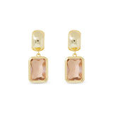 **Gold Crystal Light Amethyst Rectangle Earrings - 52086