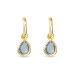 **Gold Crystal Sapphire Teardrop Earrings - 52076