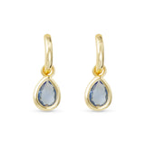 **Gold Crystal Sapphire Teardrop Earrings - 52076