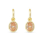 **Gold Crystal Topaz Oval Earrings - 52077