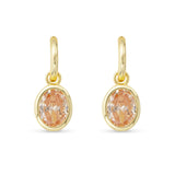 **Gold Crystal Topaz Oval Earrings - 52077