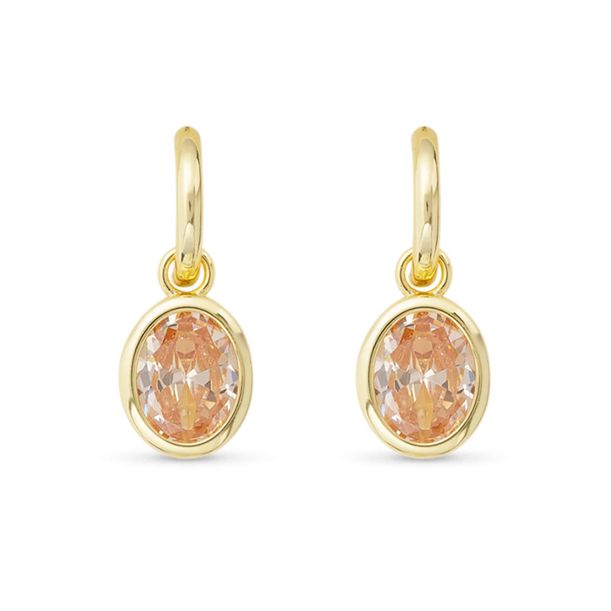 **Gold Crystal Topaz Oval Earrings - 52077
