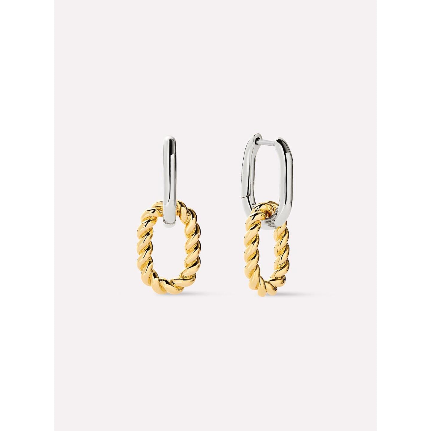 Gold Drop Earrings - Ash Double Mini Two Tone