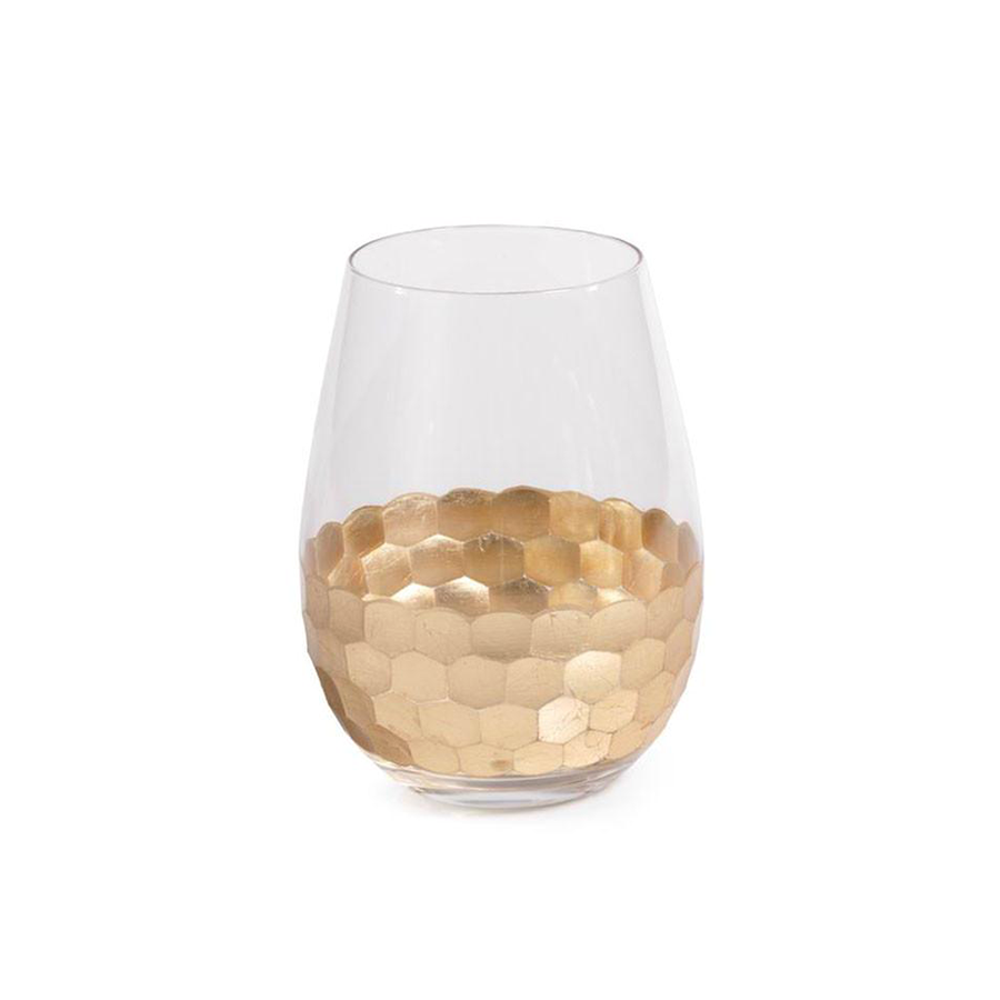 Gold Leaf Stemless Wine Glass