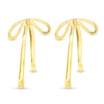 Gold Long Bow Earrings - 51945