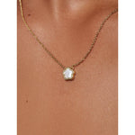 Gold Mother Of Pearl Inlay Flower Pendant - Saya