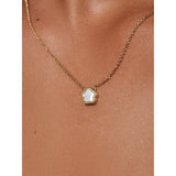 Gold Mother Of Pearl Inlay Flower Pendant - Saya