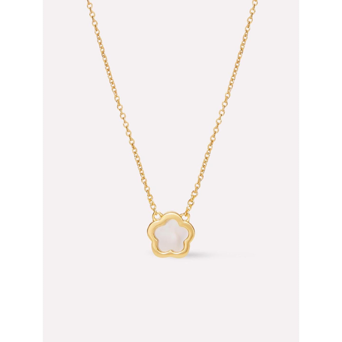 Gold Mother Of Pearl Inlay Flower Pendant - Saya