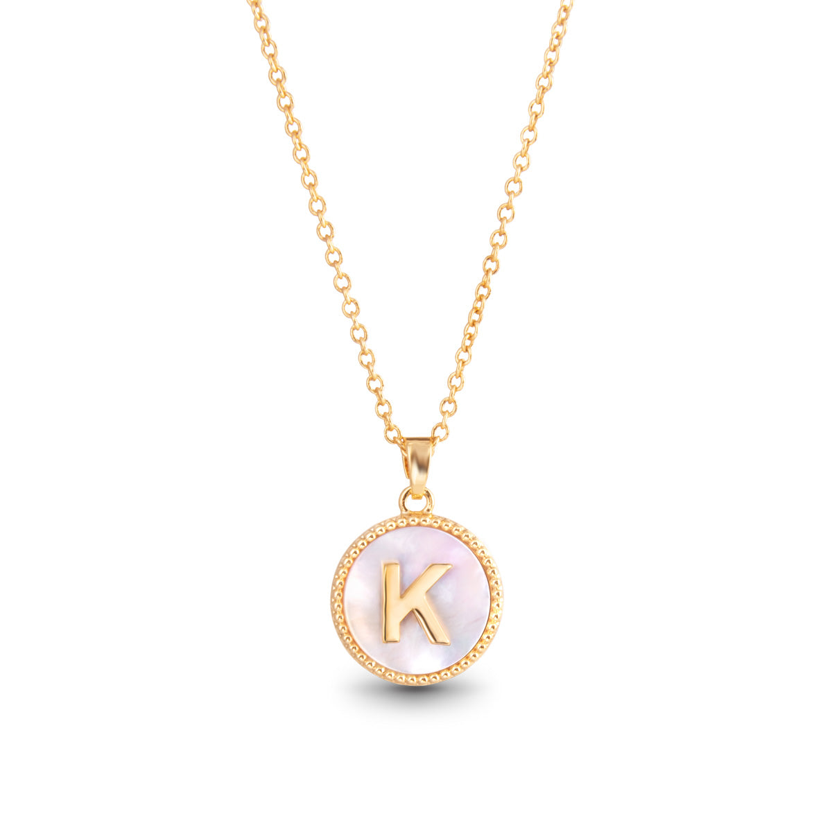 Gold Mother of Pearl Initial Necklace