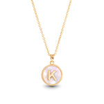 Gold Mother of Pearl Initial Necklace