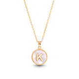 Gold Mother of Pearl Initial Necklace