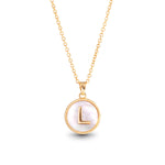 Gold Mother of Pearl Initial Necklace