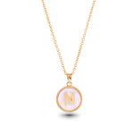 Gold Mother of Pearl Initial Necklace