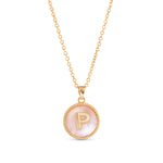 Gold Mother of Pearl Initial Necklace