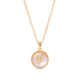 Gold Mother of Pearl Initial Necklace