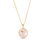 Gold Mother of Pearl Initial Necklace