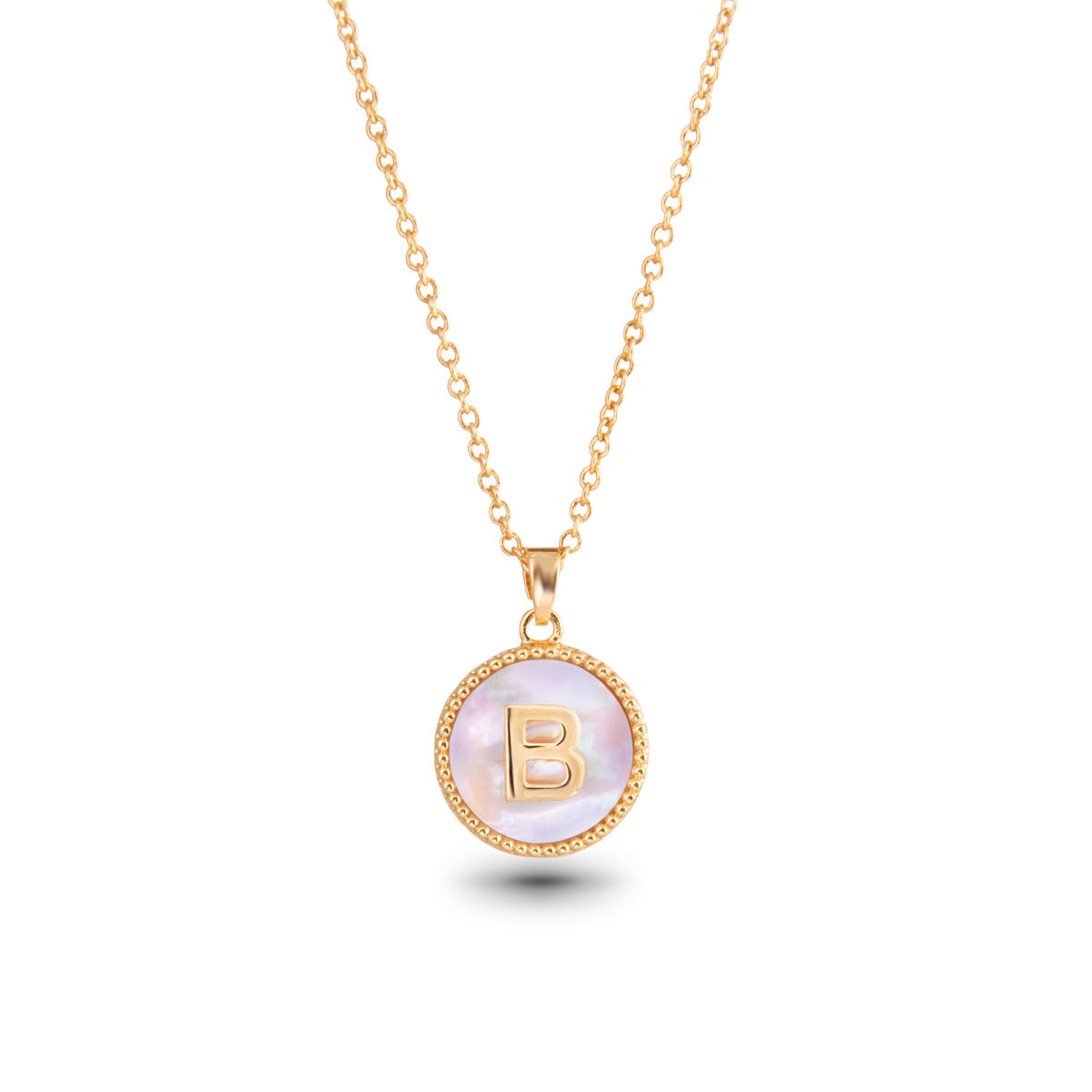 Gold Mother of Pearl Initial Necklace