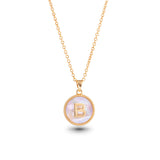 Gold Mother of Pearl Initial Necklace