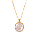 Gold Mother of Pearl Initial Necklace