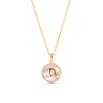 Gold Mother of Pearl Initial Necklace