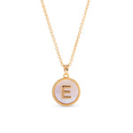 Gold Mother of Pearl Initial Necklace