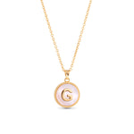 Gold Mother of Pearl Initial Necklace