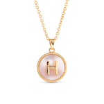 Gold Mother of Pearl Initial Necklace