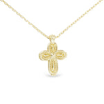 Gold Patterned Small Cross Necklace - 52174