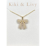 Gold Pearl Bow Necklace