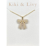 Gold Pearl Bow Necklace