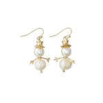 Gold Pearl Snowmen Earrings