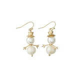 Gold Pearl Snowmen Earrings