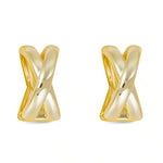 Gold Polished Crisscross Hoop Earrings - 52242