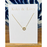 Gold Rim Necklace with Stone