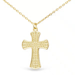 Gold Textured Classic Cross Necklace - 52163