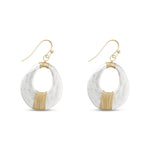 Gold and Silver Matte Hoop with Wire Dangle Earrings - 52254