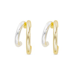 Gold and Silver Polished Double Hoop Earrings - 52252
