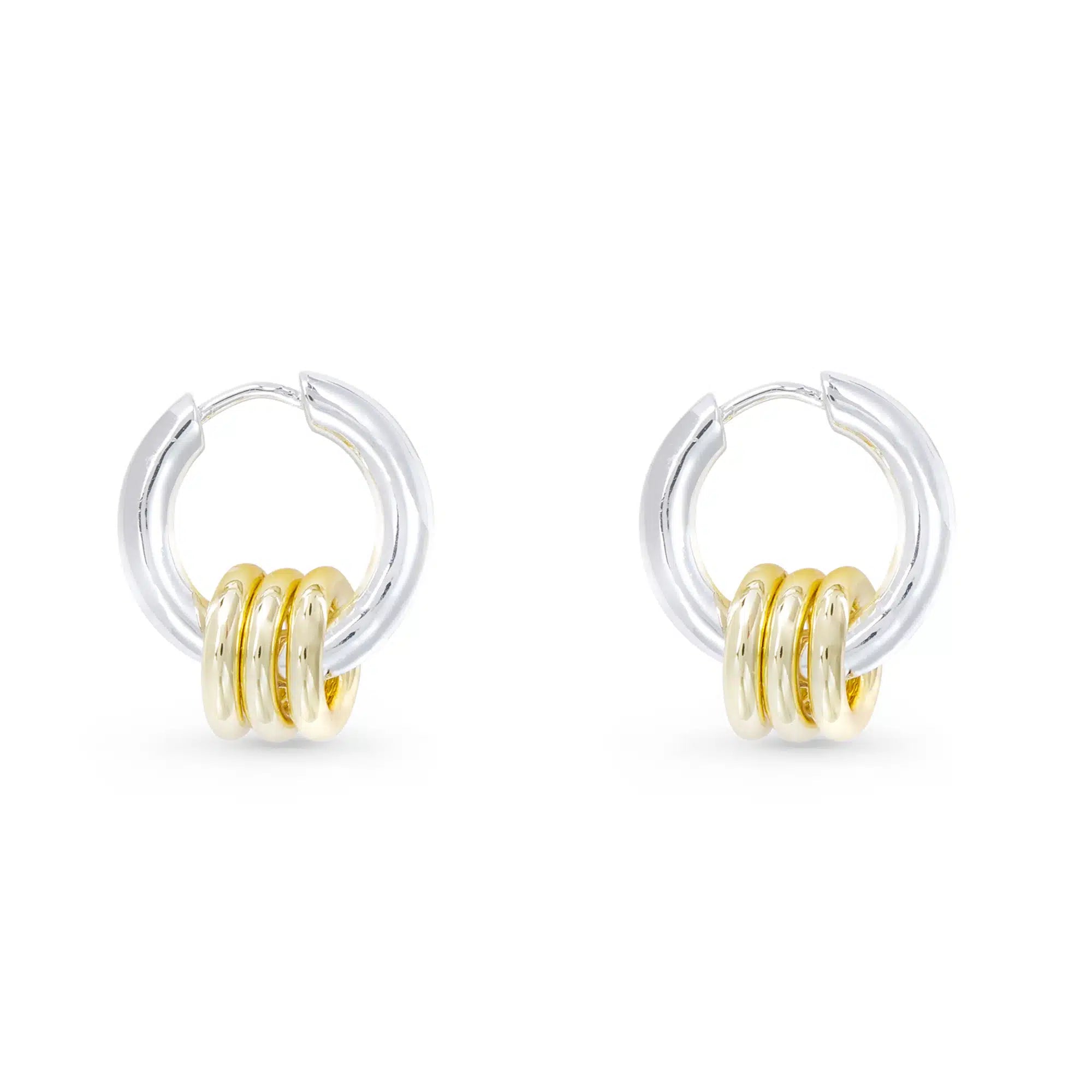Gold and Silver Polished Huggie Hoop Earrings - 52253