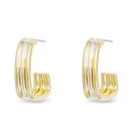 Gold and Silver Polished Rectangle Hoop Earrings - 52248