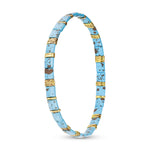 Gold and Turquoise Flat Bead Stretch Bracelet - 52214