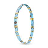 Gold and Turquoise Flat Bead Stretch Bracelet - 52214