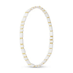 **Gold and White Flat Bead Stretch Bracelet - 52210