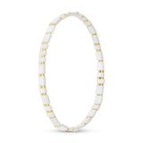 **Gold and White Flat Bead Stretch Bracelet - 52210