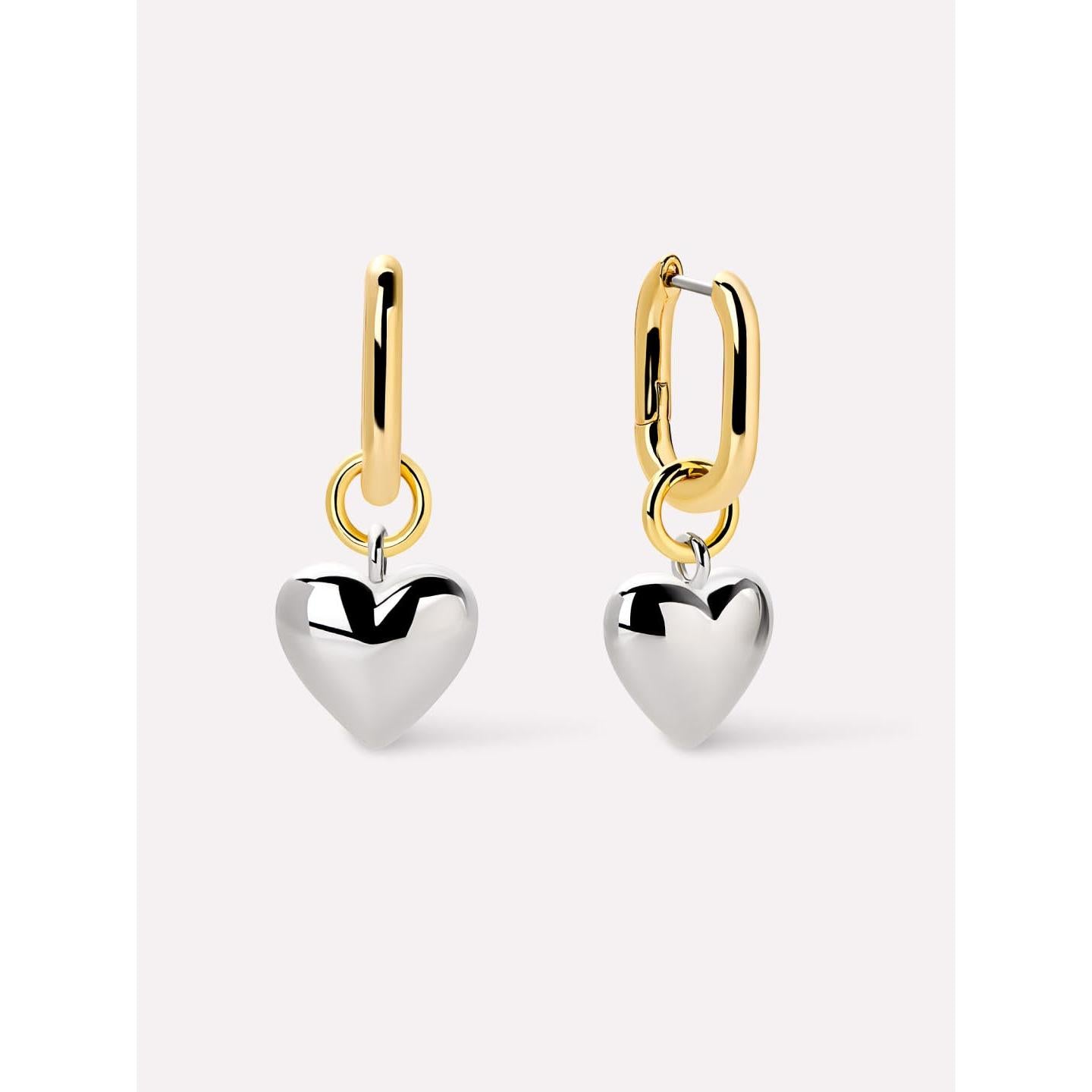 Gold/Silver Heart Earrings - Wesley