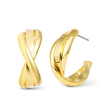 Grace Polished Twist Huggie Gold Earrings - 50546