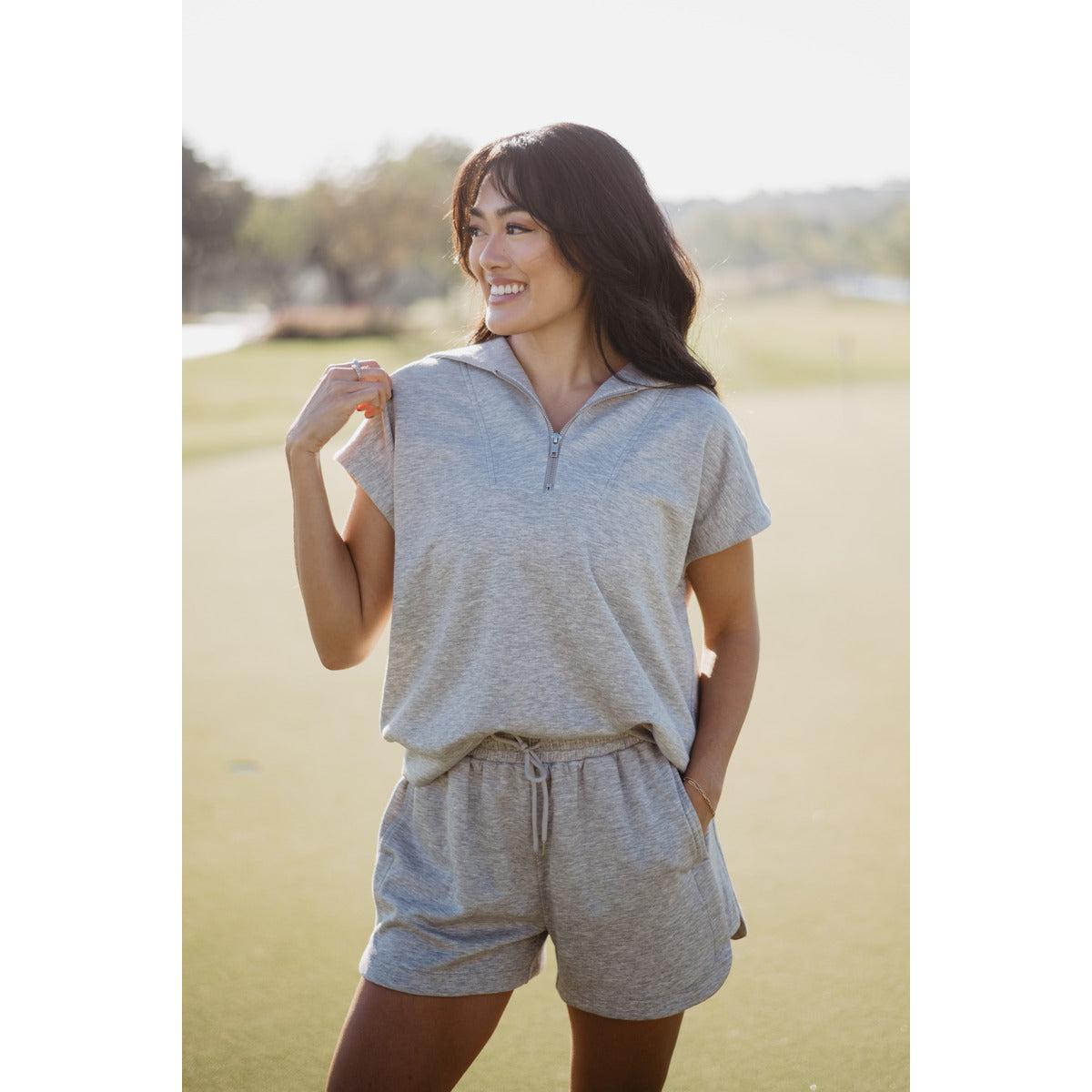 Gray Scuba Shorts Set