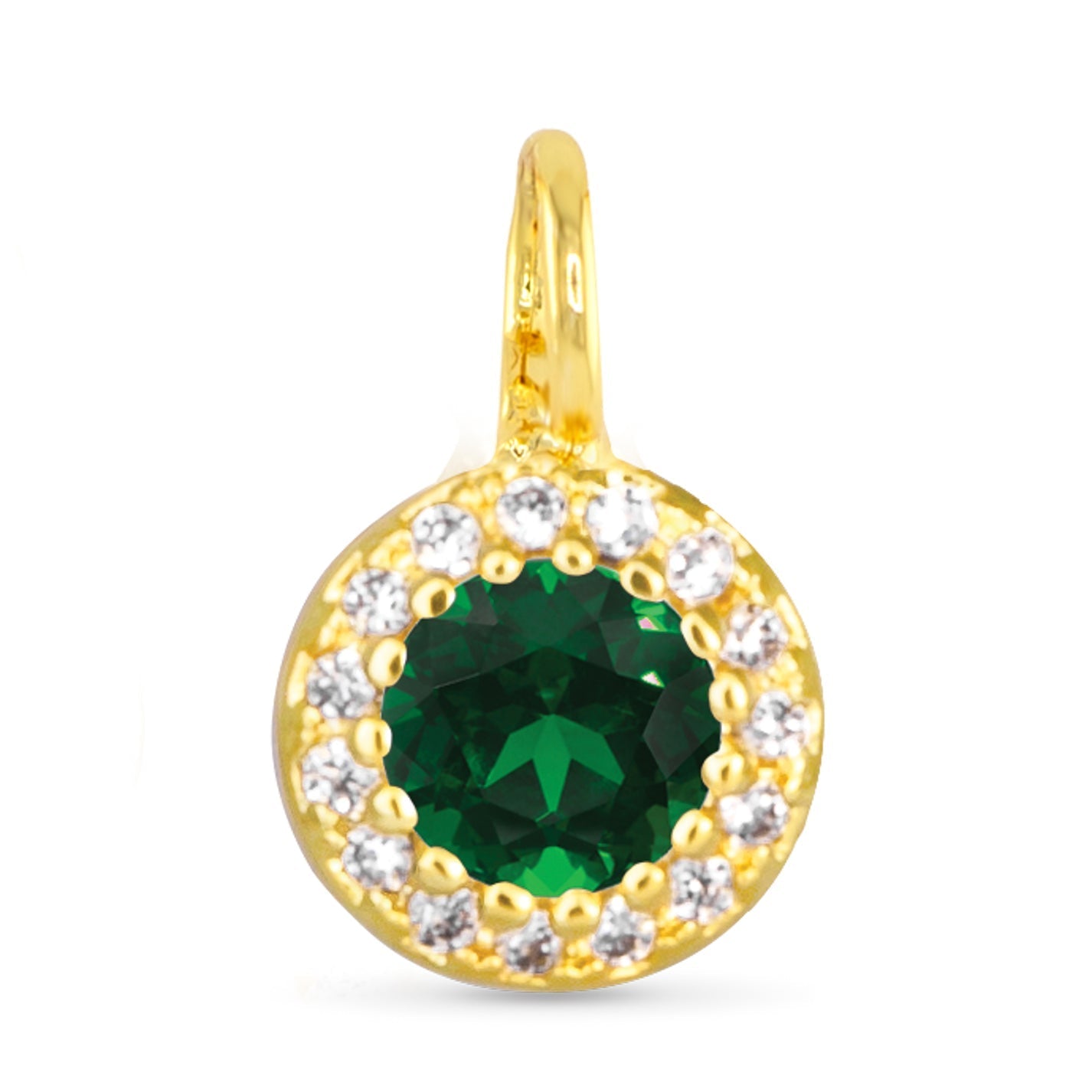 Green CZ Necklace Charm - Gold